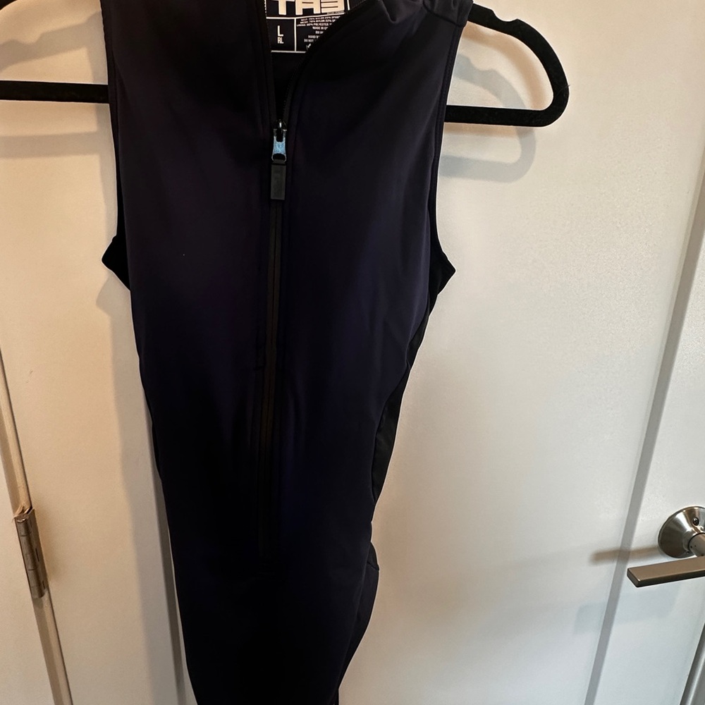 Sleeveless Navy Zip-Front Women's One-Piece Swimsuit - Picture 3 of 5